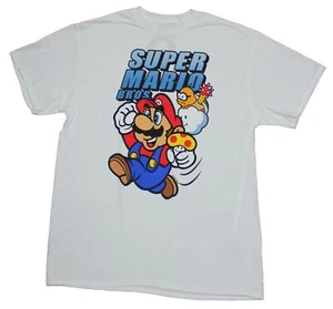 Super Mario Brothers Adult New T-Shirt - Running Mushroom Carrying Under Logo - Picture 1 of 1
