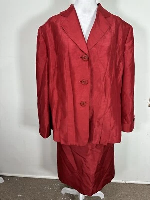 Conjunto de traje falda de color rojo para mujer Le Suit talla 18W Foto 1 de 4