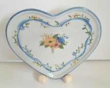 Andrea By Sadek Heart Shaped Plate Made in Thailand Yellow Blue Floral Pre-owned