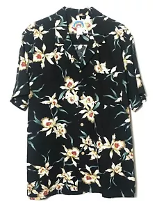 Hawaiian shirt short sleeve 90s button up Paradise Found 80s orchids - Picture 1 of 6