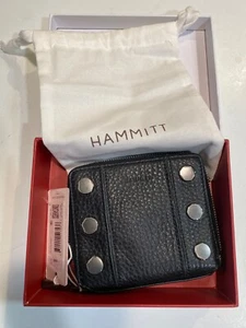 Hammitt 5 NORTH Leather Compact Wallet Black/Gunmetal NWT - Picture 1 of 9