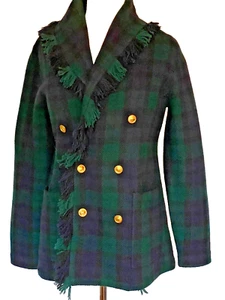 Polo Ralph Lauren Black Watch Wool Blazer Double Breasted Fringe Jacket Size XS - Picture 1 of 18