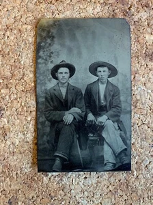 Antique sixth-plate tintype photo of two young men - Picture 1 of 4