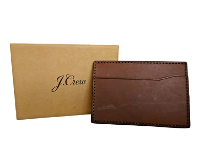 Estuche para tarjetas de cuero italiano J.Crew | Marrón oscuro Foto 1 de 4