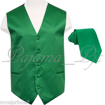 Traje Esmoquin Verde Esmeralda Sólido Chaleco Chaleco y Corbata para el Cuello Baile de graduación Boda 10JJ Foto 1 de 3