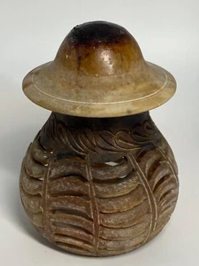 Carved Soapstone Candle/Incense Burner, 5" Tall - Picture 1 of 8