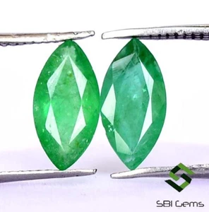 Par de piedras preciosas sueltas 9,50x4,50 mm corte marquesa esmeralda natural certificado 1,93 quilates - Imagen 1 de 6