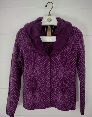 Cárdigan De Colección Años 90 2000 Chadwick Púrpura Estampado Jaquared S Mantón Cuello Algodón Ble Foto 1 de 4