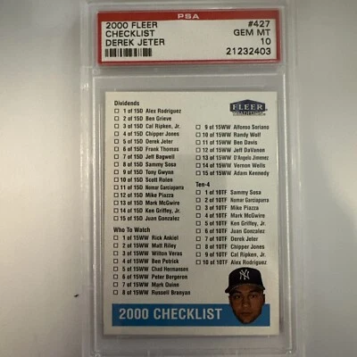 2000 Fleer Checklist Derek Jeter #427 PSA 10 Gem Mint HOF Yankees - Image 1 of 4