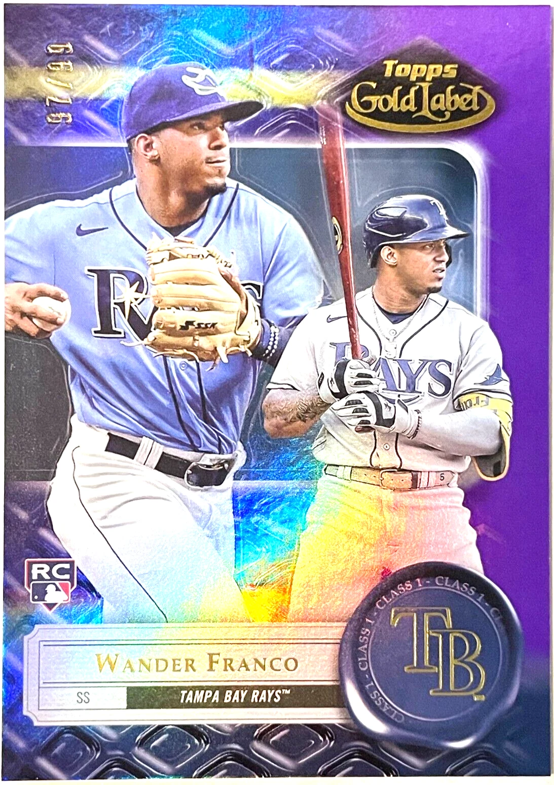 2022 TOPPS GOLD LABEL CLASS 1 *PURPLE* #96 WANDER FRANCO *ROOKIE CARD* RAYS/99