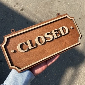 Wooden OPEN CLOSED Door Sign | Handmade 3mm Plywood | Rustic Shop Sign Board - Picture 1 of 6
