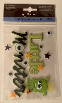 Recuerdos Frases 3D Halloween “Pequeño Monstruo” Pegatinas Dimensionales Foto 1 de 3