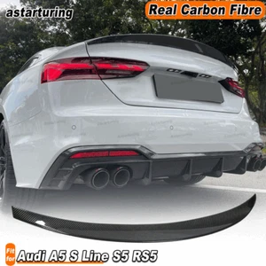 For Audi A5 S Line S5 RS5 Coupe 2017-24 Dry Carbon Fiber Rear Trunk Spoiler Wing - Picture 1 of 11
