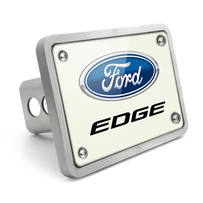 Cubierta de enganche de remolque Ford Edge gráfico UV placa blanca billet aluminio 2 pulgadas Foto 1 de 4