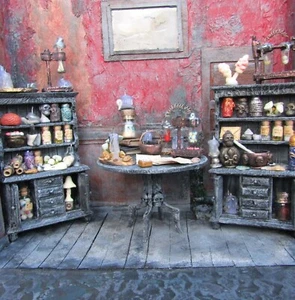 Miniature witch accessories Haunted dollhouse Handmade Halloween miniatures Mini - Picture 1 of 29