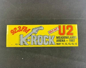 1987 U2 K-ROCK 92.3 FM MEADOWLANDS ARENA CONCERT BUMPER STICKER PEPSI RARE - NYC - Picture 1 of 7