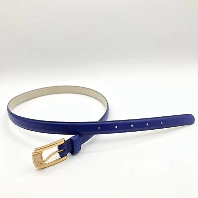 Vintage Liz Claiborne Purple Blue Solid Full Grain Leather Belt 2407 Medium 1990 - Image 1 of 4
