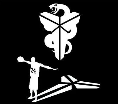 Kobe Bryant Two 6" White Vinyl Decals Mamba Lakers Tribute Memorial Windows Car - Image 1 of 2