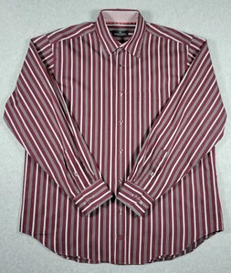 Bugatchi Uomo Shirt Men's XL Red White Long-Sleeve Button-Up Striped Pocket - Picture 1 of 15