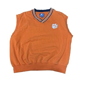 Clemson Tigers Vintage Starter Vest Mens XL Orange Pullover Logo College NCAA - Picture 1 of 5