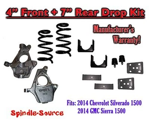 Kit de caída baja de 4""/7"" para 14 Chevrolet Chevy Silverado/GMC Sierra 1500 V8 - Imagen 1 de 1