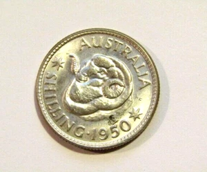 Australia 1950 1 Shilling Silver Au Coin - Picture 1 of 5