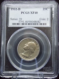 US 1932 D SILVER WASHINGTON QUARTER PCGS XF40 DENVER MINT EXTRA FINE C302 - Picture 1 of 2