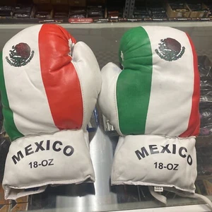 2 PAIRS -18 OZ Mexico Flag  & 16 oz Black -BOXING GLOVES Sparring Faux Leather - Picture 1 of 5