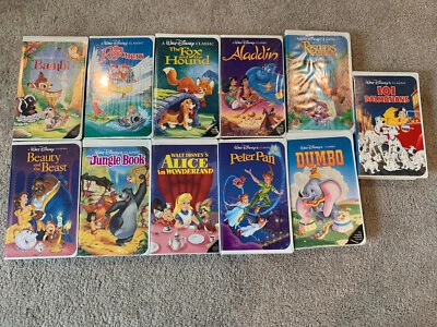 Lot of 11 Walt Disney Black Diamond Collection VHS Tapes Aladdin Dumbo Bambi - Image 1 of 4