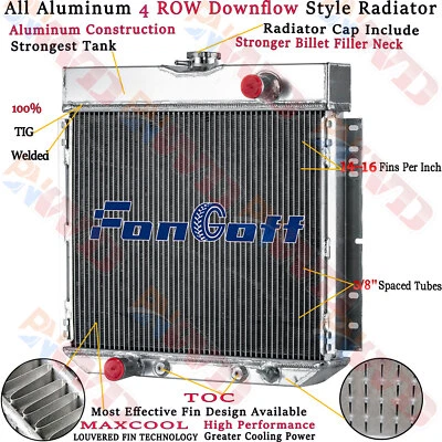 4 Row Radiator For 1967-70 Ford Mustang /70-73 Maverick/1971-72 Mercury Comet L6 Foto 1 de 4