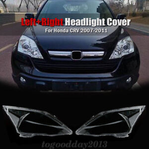 Pair Headlight Lens Cover Transparent Lampshade For Honda Accord CRV 2007-2011