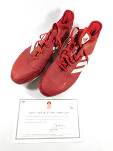 Scott Kingery Phillies 2019 Game Used Red and White Adidas Baseball Cleats - Bild 1 von 3