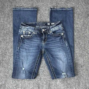 Jeans Miss Me donna 25 blu bootcut ricamato paillettes denim invecchiato M9071B - Foto 1 di 16