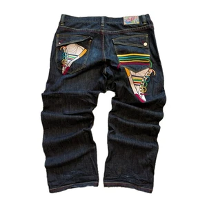 Jeans uomo Y2K Coogi ritorto a sacco 40x34 colorato arcobaleno ricamato gamba larga  - Foto 1 di 18