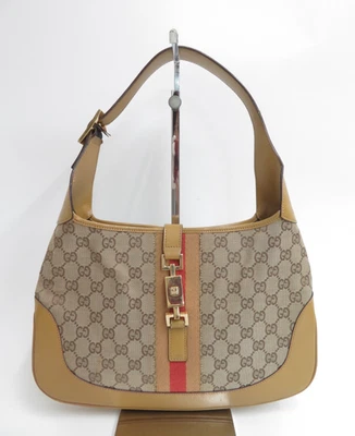 Autentica borsa a mano Gucci GG Canvas Jackie in pelle tote bag I#47293 - Immagine 1 di 4