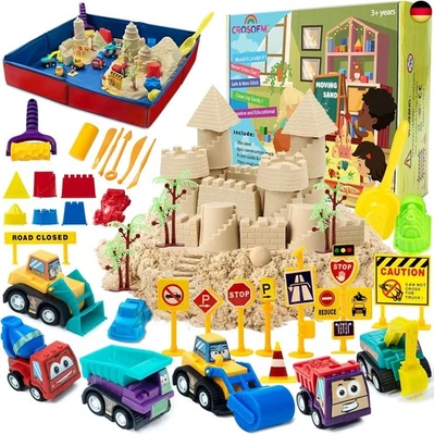 CROSOFMI Magic Sand Für Kinder Set Spielsand Faltbarer Sandkasten für Jungen M