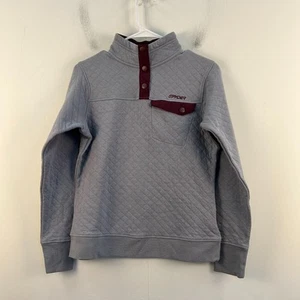 Spyder Kids Boys Medium Sweatshirt Gray Quilted 1/4 Button Knit Pullover 17651 - Picture 1 of 11