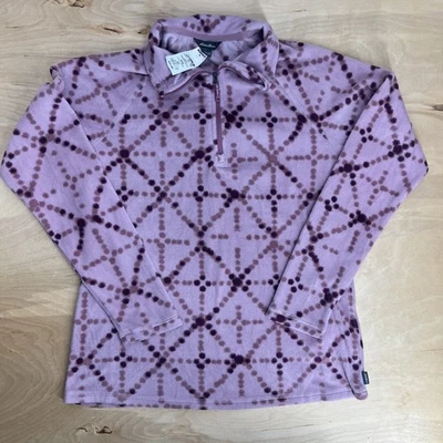 NWT EDDIE BAUER S MISTY ROSE GEO TILE DOT PURPLE 1/4 ZIP FLEECE PULLOVER TOP - Image 1 of 4