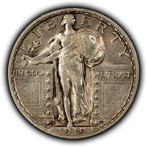 1919-S 25c Standing Liberty Silver Quarter - Some Luster - XF/AU- SKU-B5120 - Picture 1 of 4
