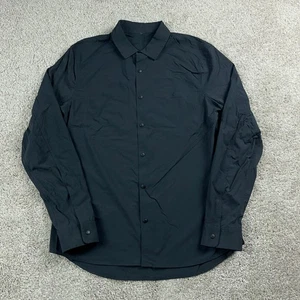 Lululemon Shirt Mens Medium Black Snap Front Vented Commuter Office Career - Picture 1 of 8