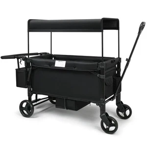 Stroller Wagon, 2 Seater Kids Wagon, Collapsible with 5-Point Harnesses, Zipp... - Picture 1 of 9