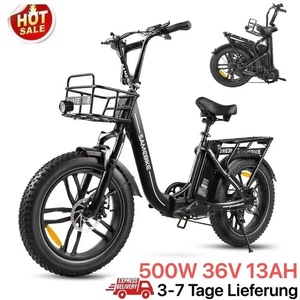 E-City bike 20Zoll Klapprad eBike mit Korb 500W Damen Pedelec SAMEBIKE E-Faltrad - Bild 1 von 15