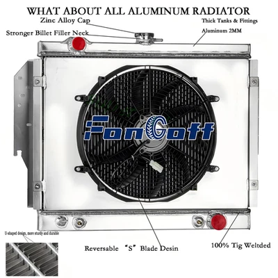 NEW 2 Row Radiator+Shroud+Fan For 1979-1993 Dodge D150 D250 D350 W150 Ramcharger Foto 1 de 4