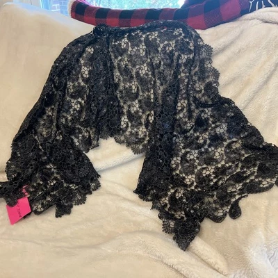 New Betsey Johnson Sequence Shawl Scarf Wrap Scarf Black NWT - Image 1 of 3