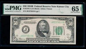 AC 1934B $50 Kansas City FRN PMG 65 EPQ Fr 2104-J - Picture 1 of 2