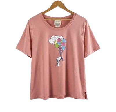 Nuevo Munki Munki Peanuts Snoopy Globos Estampado Pijama Camiseta Top Mujer XXL 2X Foto 1 de 4