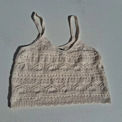 Major Label Group White Cream Crochet Kint Tank Size Small - Photo 1/4