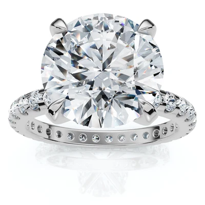 Сертифицированное помолвочное кольцо с бриллиантом вечности 3 1/2 карата золото/платина 14 карат выращенное в лаборатории - Изображение 1 из 4