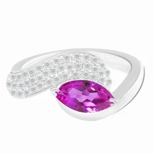 1.75Ct Marquise Cut Natural African Pink Tourmaline Ring In 925 Sterling Silver - Picture 1 of 4
