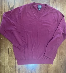 Suéter Jos A Bank Traveler 100 % algodón Pima cuello en V borgoña grande para hombre - Imagen 1 de 4